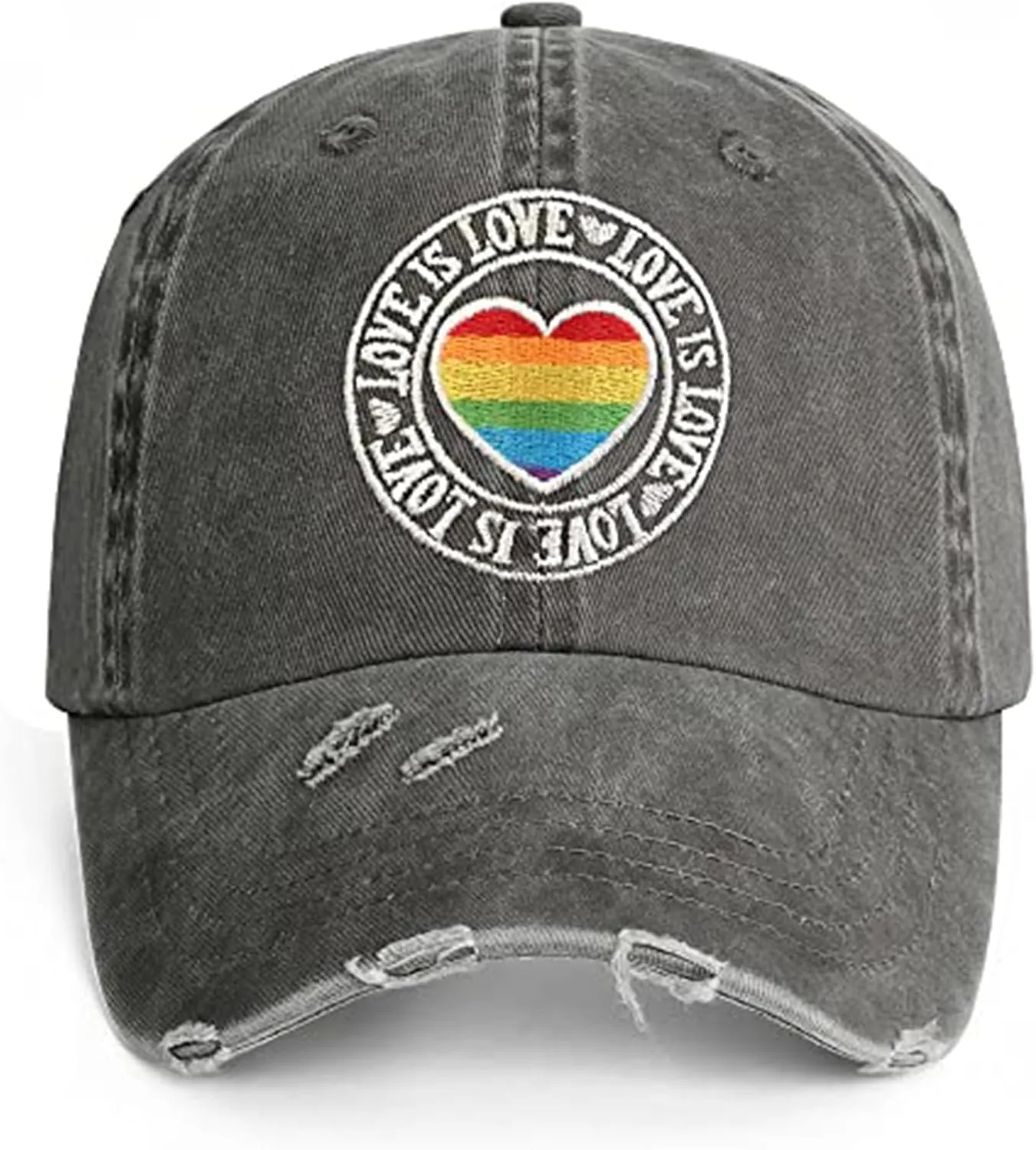 Gay Pride Baseball Hat for Men and Women, LGBT Rainbow Embroidered Trucker Hats Adjustable Washable LGBTQ Baseball Cap Gifts