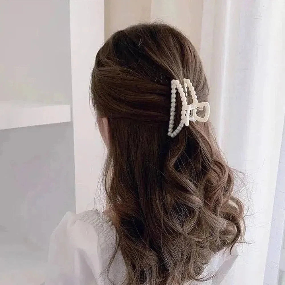 Geometric Retro Imitation Pearl Hair Claw - Stylish Women's Hair Accessories