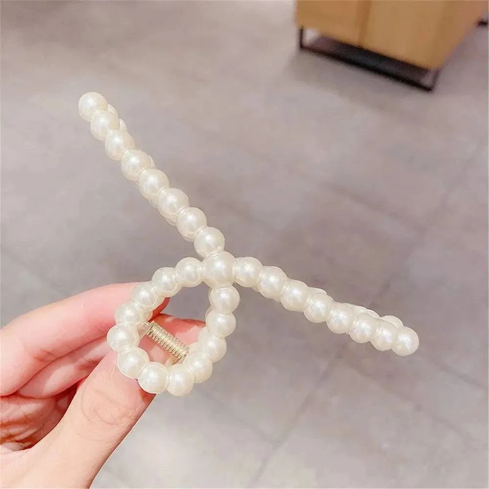 Geometric Retro Imitation Pearl Hair Claw - Stylish Women's Hair Accessories