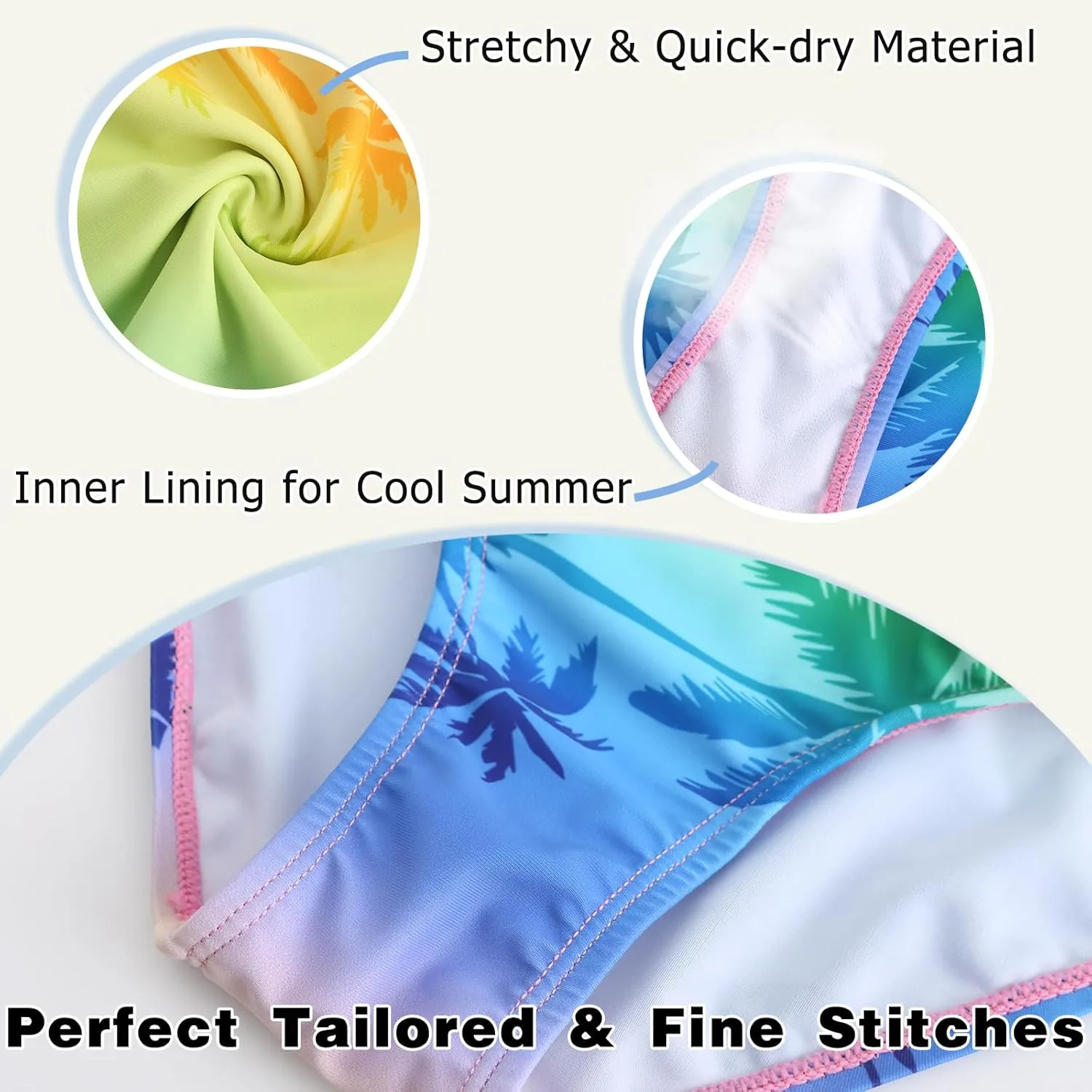 Girls Long Sleeve Rash Guard One Piece Swimsuit Kids UPF 50  Sun Protection Swimwear Rainbow Striped Bathing Suit 3-14 Years