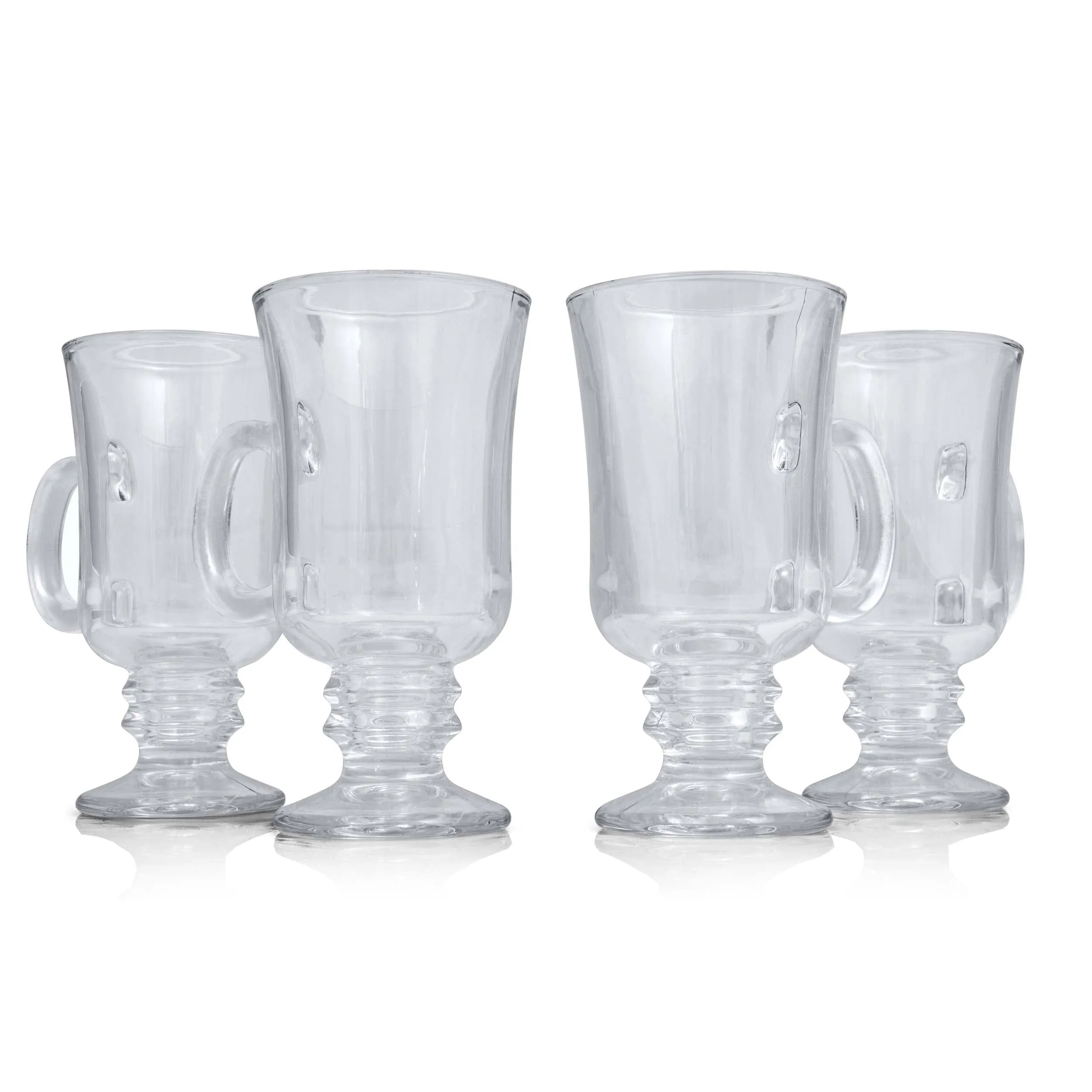 Glass Irish Coffee Mug | Set Of 4 |8Oz Coffee Mugs For Drinking | Durable Glassware Mugs