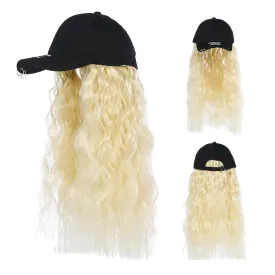 Hat Wig for Women Baseball Cap with Hair hat with hair attached for women Extensions Adjustable Hat Attached 29" Long Wavy Hairpieces Synthetic Wig