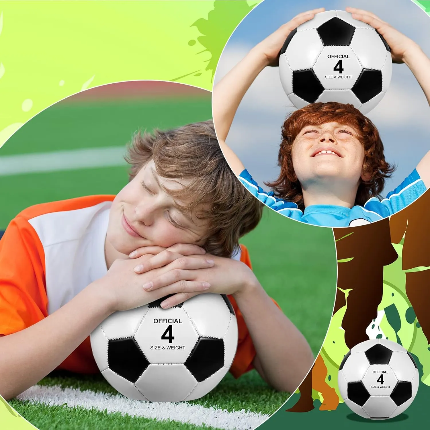 HyDren 12 Packs Soccer Ball with Pump Official Size Soccer Ball for Indoor Outside Game Training Practice Sport Gift for Kids Teens Adults Back to School(Size 4,Black, White)