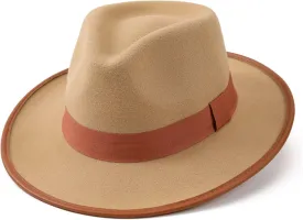 Icegrey Panama Hat Sun Hats for Women Men Wide Brim Fedora Straw Beach Hat Plus Size Dress Fedora Hat