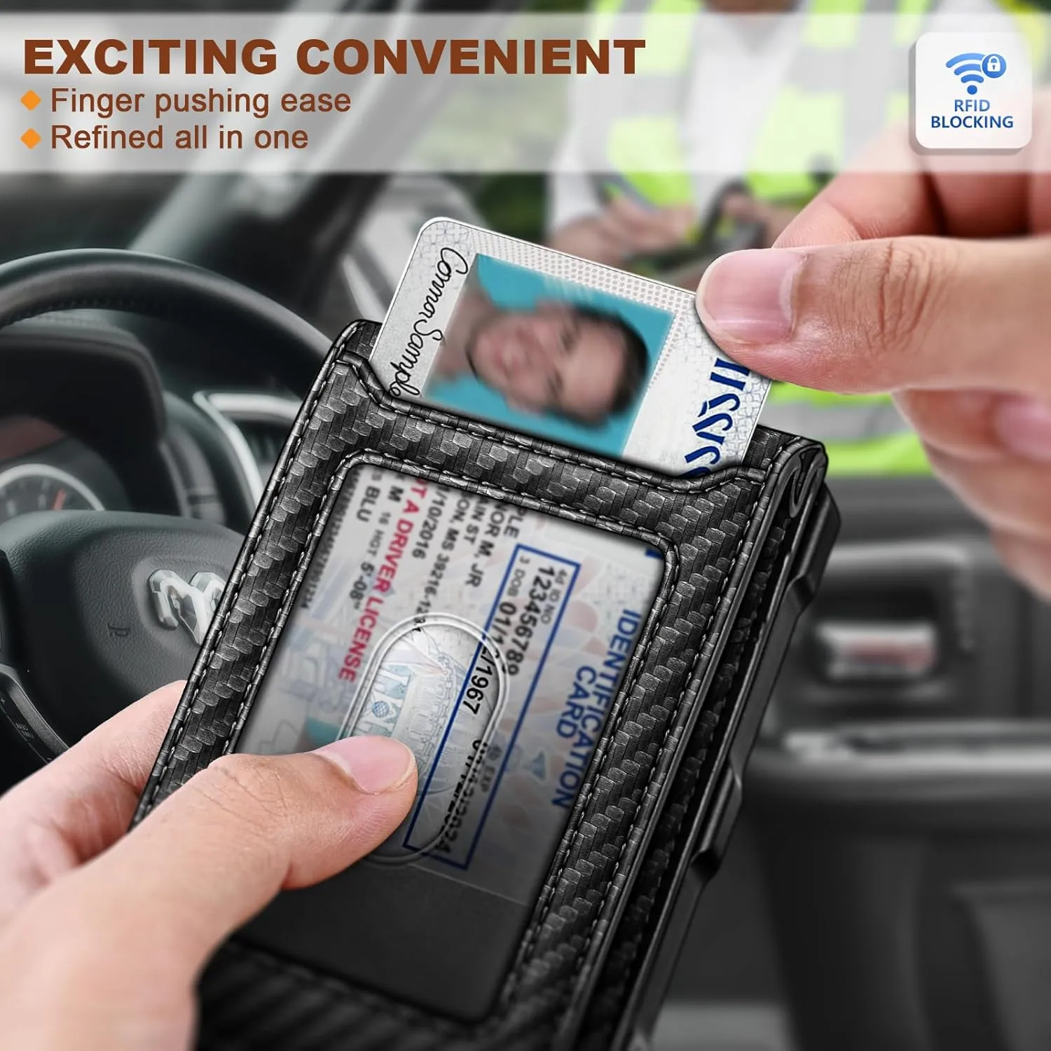 KEMISANT Men Wallet,Slim Wallet Card Case With Magnetic Billfold Flip,Pop-up Access for 12Cards RFID Blocking