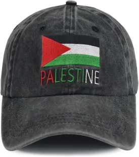 KKMKSHHG Palestine Hats for Men Women, Adjustable Embroidered Cotton Palestinian Flag Baseball Cap