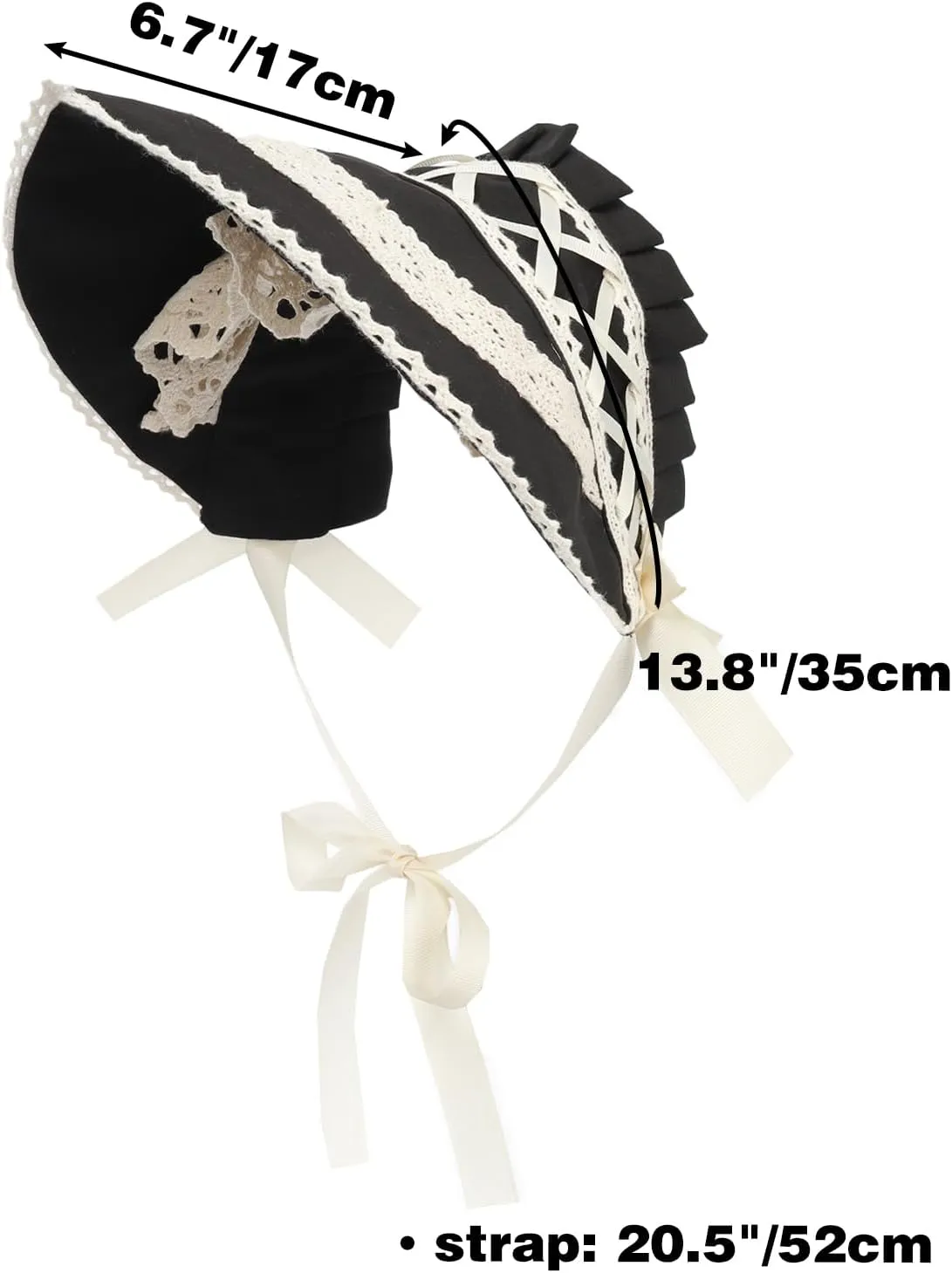KUOIN Victorian Lace Bonnet Hat Colonial Headwear Carol Tea Party Costume Sun Cap for Women