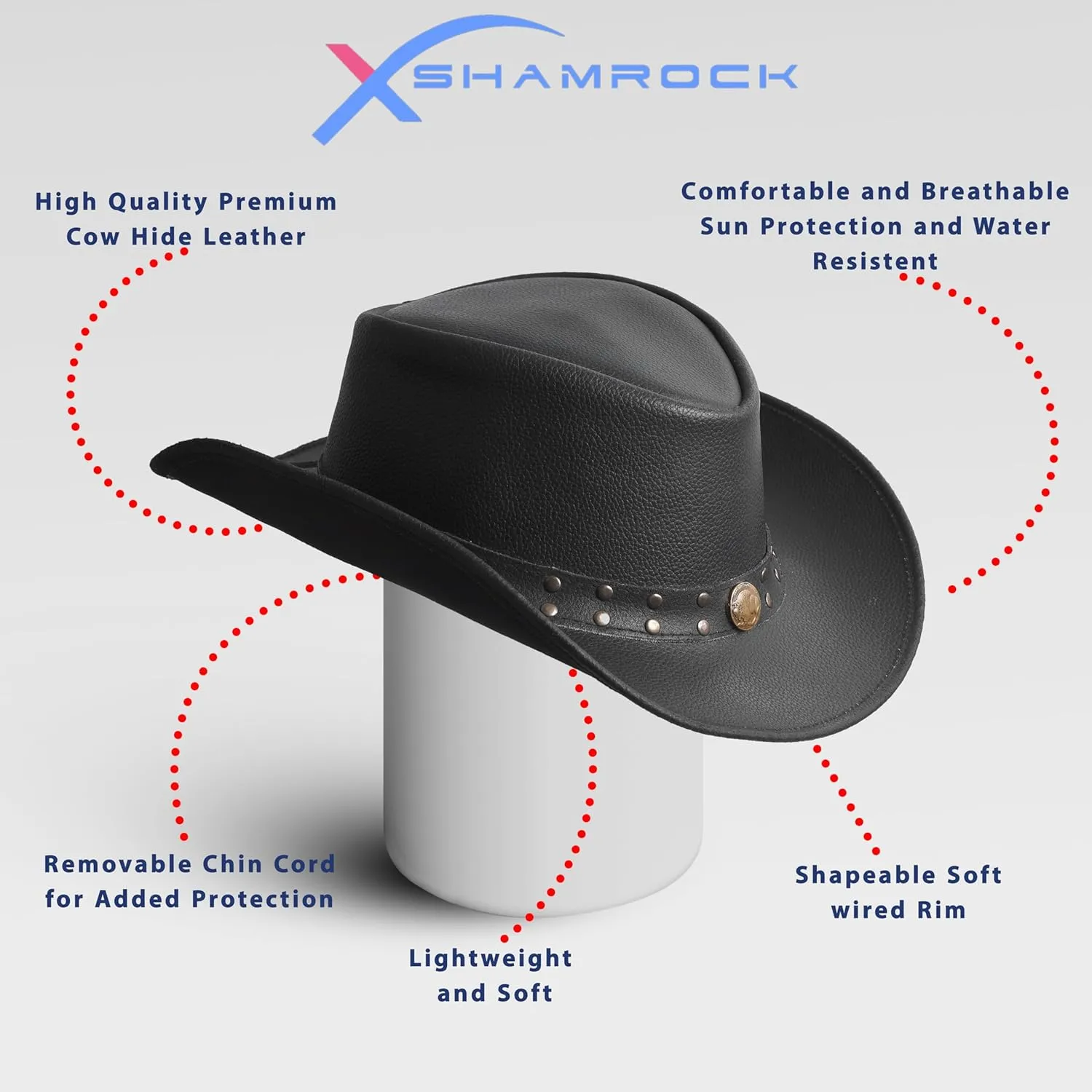 Leather Cowboy Hat for Men Women Lightweight Handcrafted Western Shapeable Wide Brim | Western Hats for Men