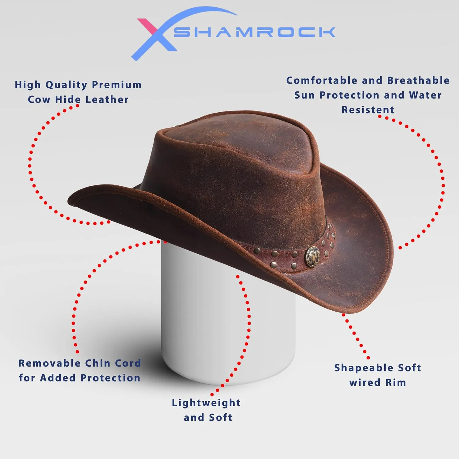 Leather Cowboy Hat for Men Women Lightweight Handcrafted Western Shapeable Wide Brim | Western Hats for Men