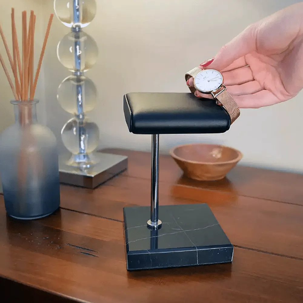 Luxury Watch Stand - Single Cushion (Marble Base) - Black