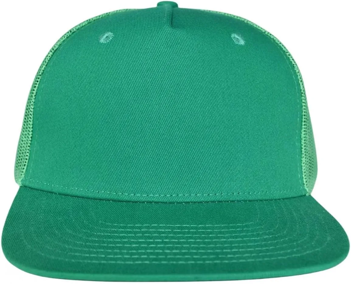 M-L, XL-XXL 5-Panel Mesh Back Trucker Flat Brim Hat