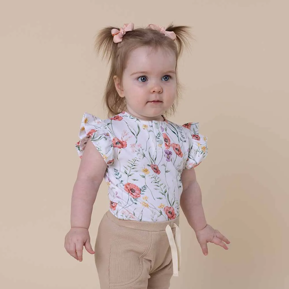 Meadow Short Sleeve Organic Bodysuit with Frill