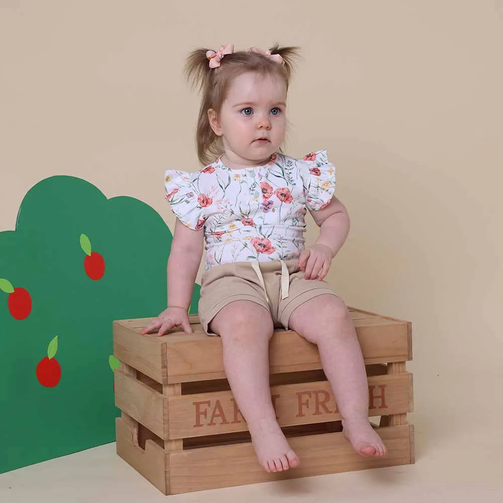 Meadow Short Sleeve Organic Bodysuit with Frill