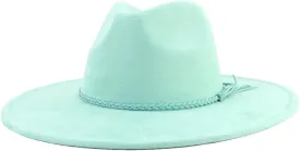 Men Women Wide Brim Fedora Hat Classic Church Jazz Hats