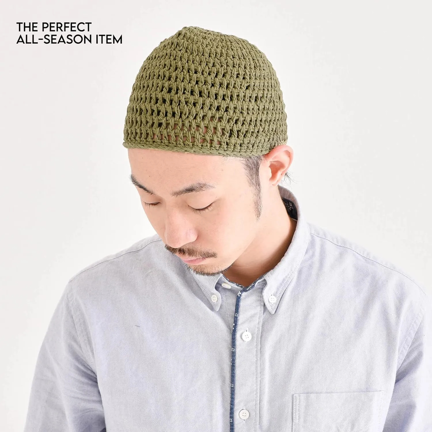 Mens Cotton Beanie Skull Cap - Crochet Kufi Prayer Hat Knit Sensitive Skin Chemo