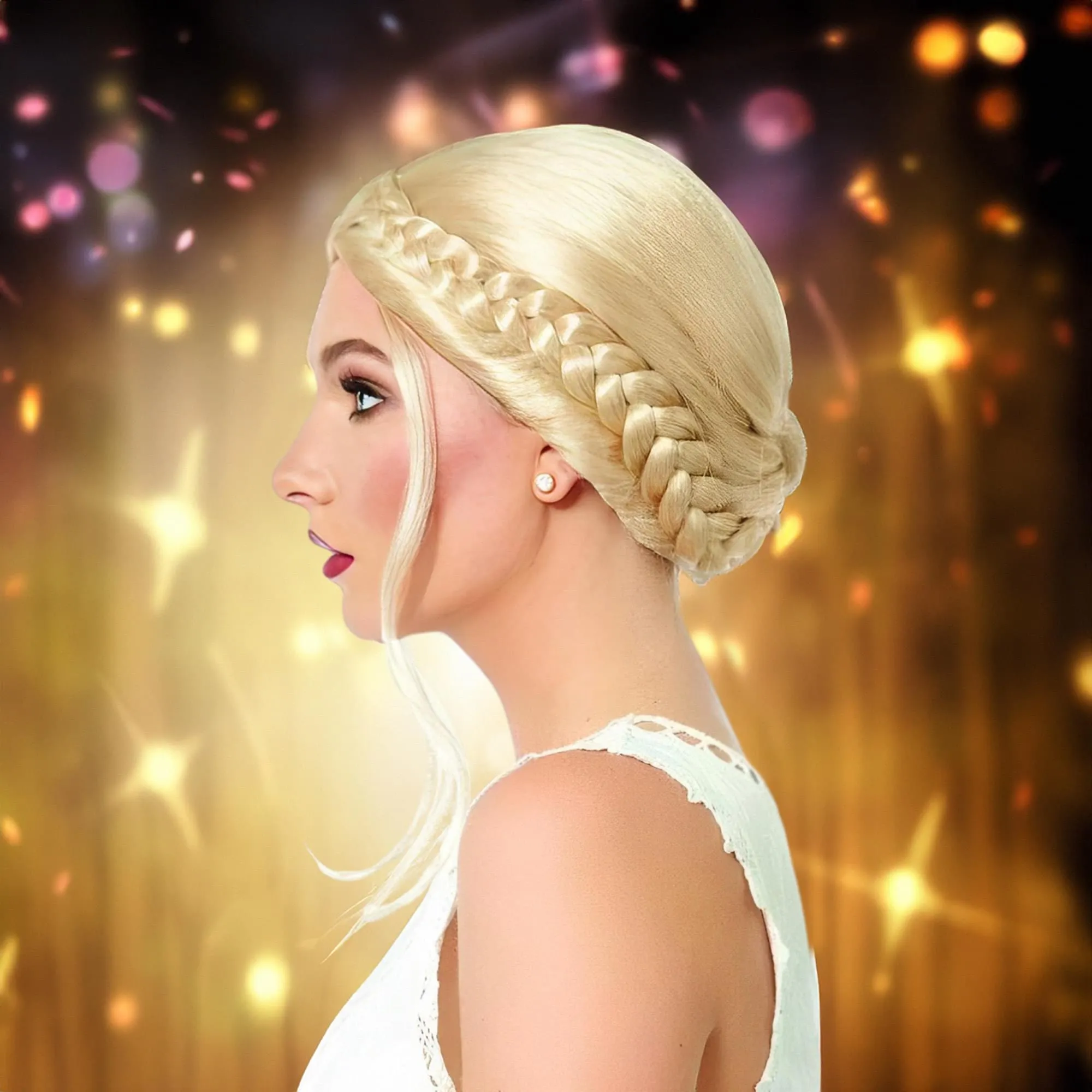 Milkmaid Braided Blonde Adult Costume Wig