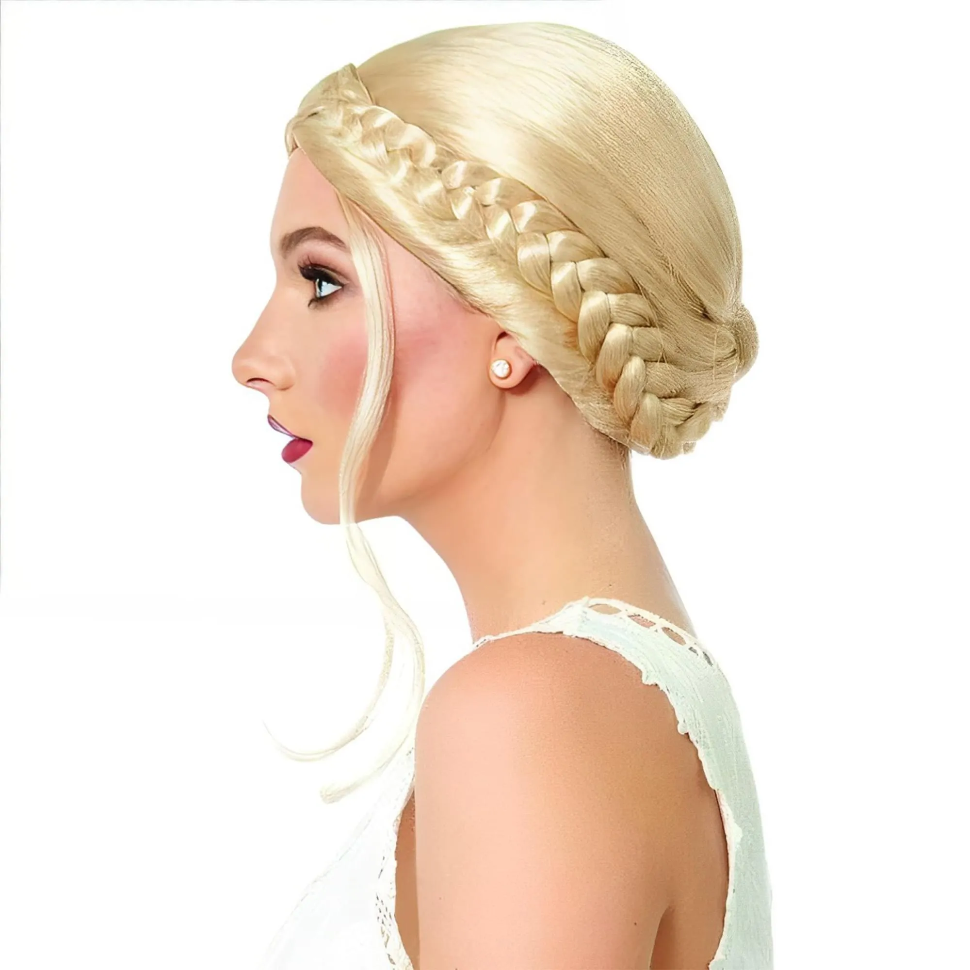 Milkmaid Braided Blonde Adult Costume Wig