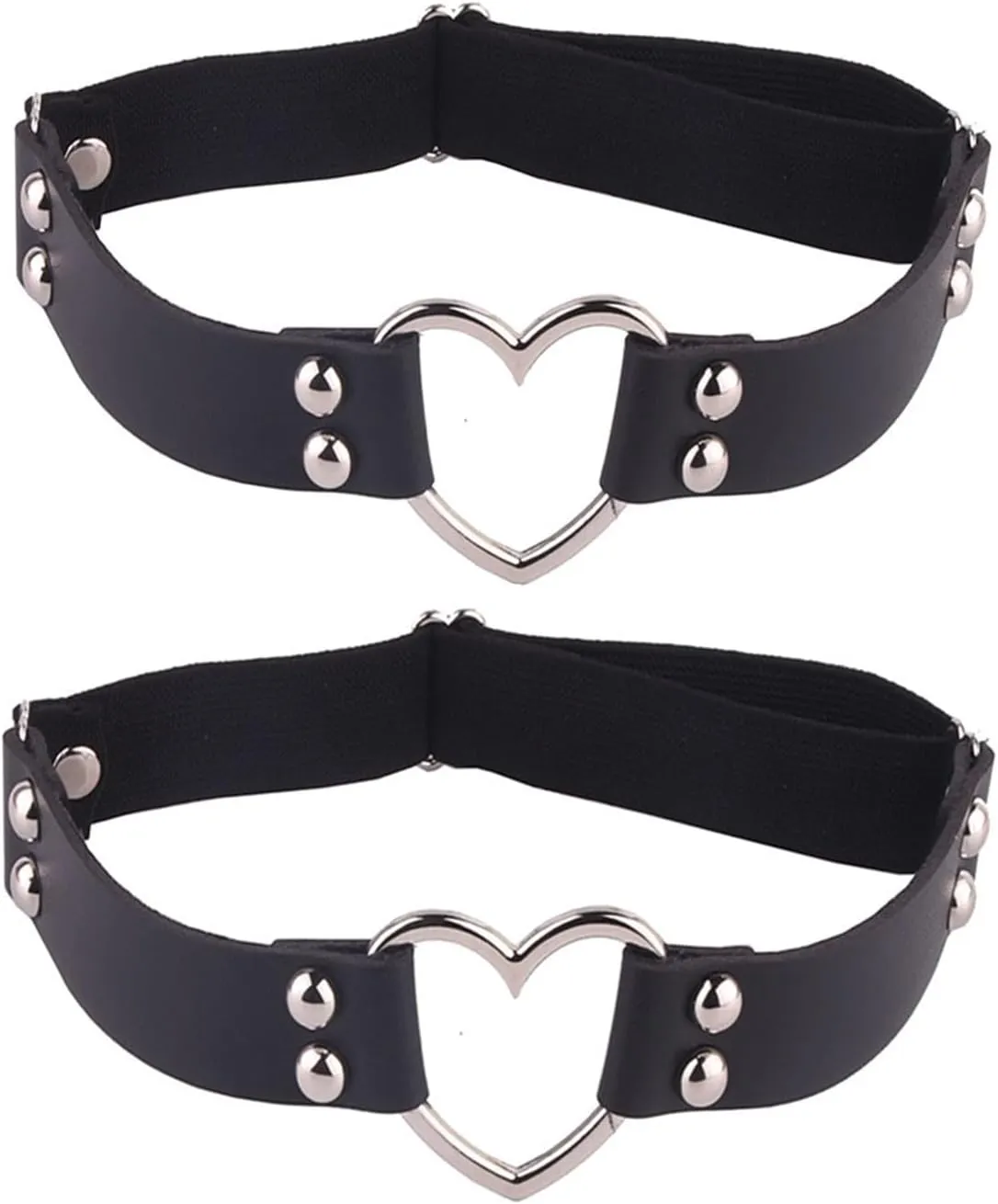 Outman 2Pcs Adjustable Punk Rock Thigh Garter Heart Leg Garter Belts for Parties Music Festival