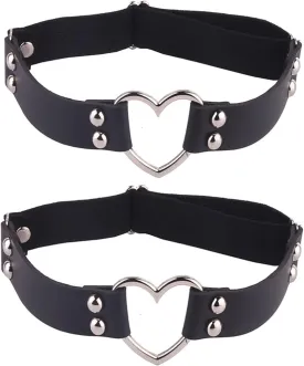 Outman 2Pcs Adjustable Punk Rock Thigh Garter Heart Leg Garter Belts for Parties Music Festival