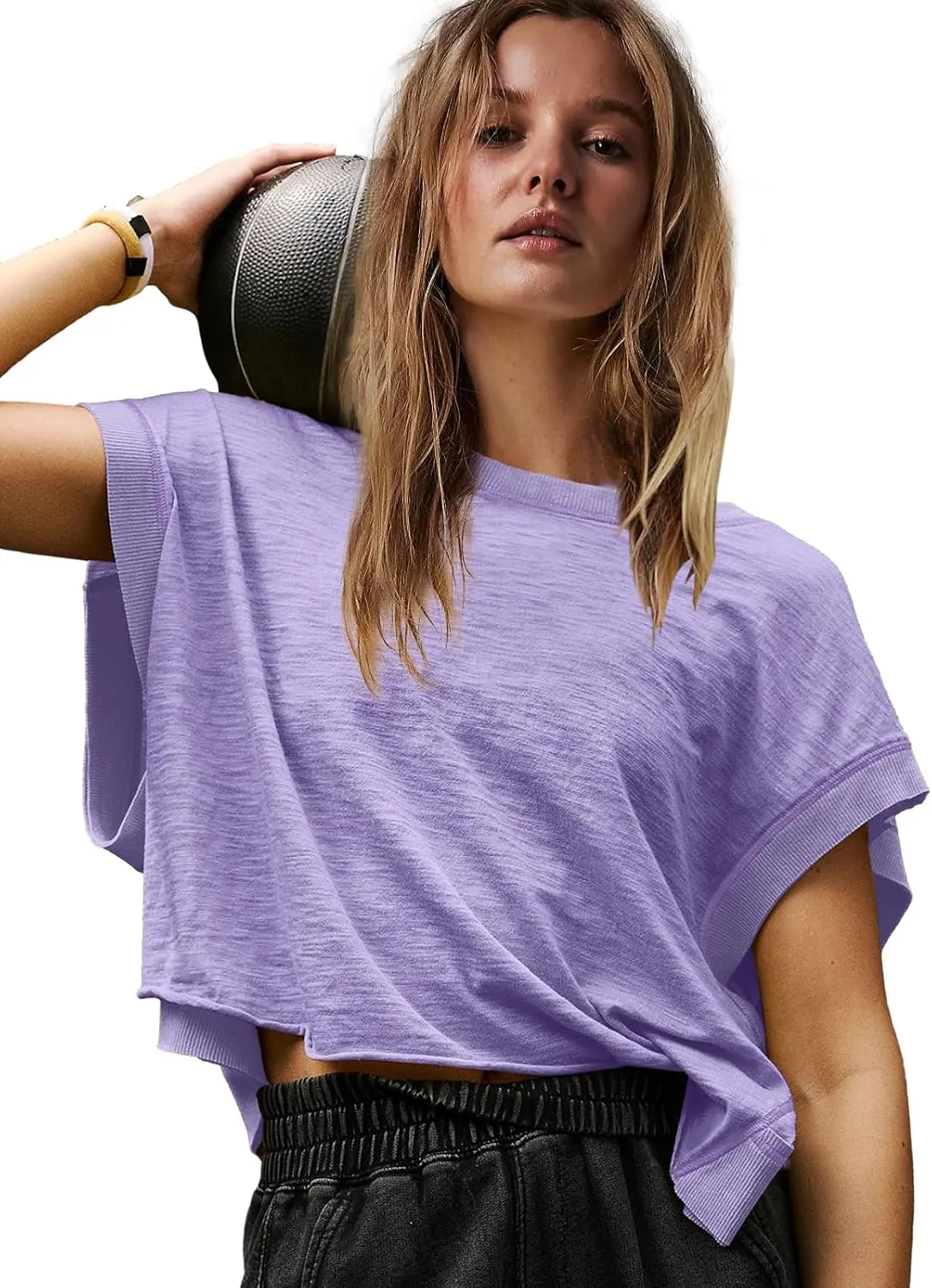 Panadila Womens Open Back Workout Top Oversized Workout T Shirts Backless Athletic Shirt Short Sleeve Baby Tee