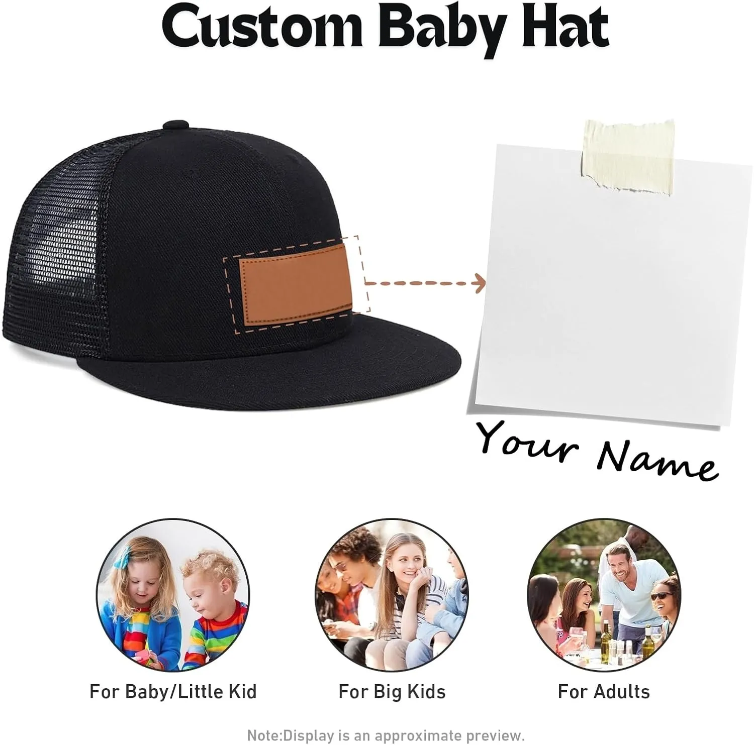 Personalized Baby Baseball Cap, Custom Toddler Baseball Hat Adjustable Snapback for Boys Girls Infant Baseball Cap