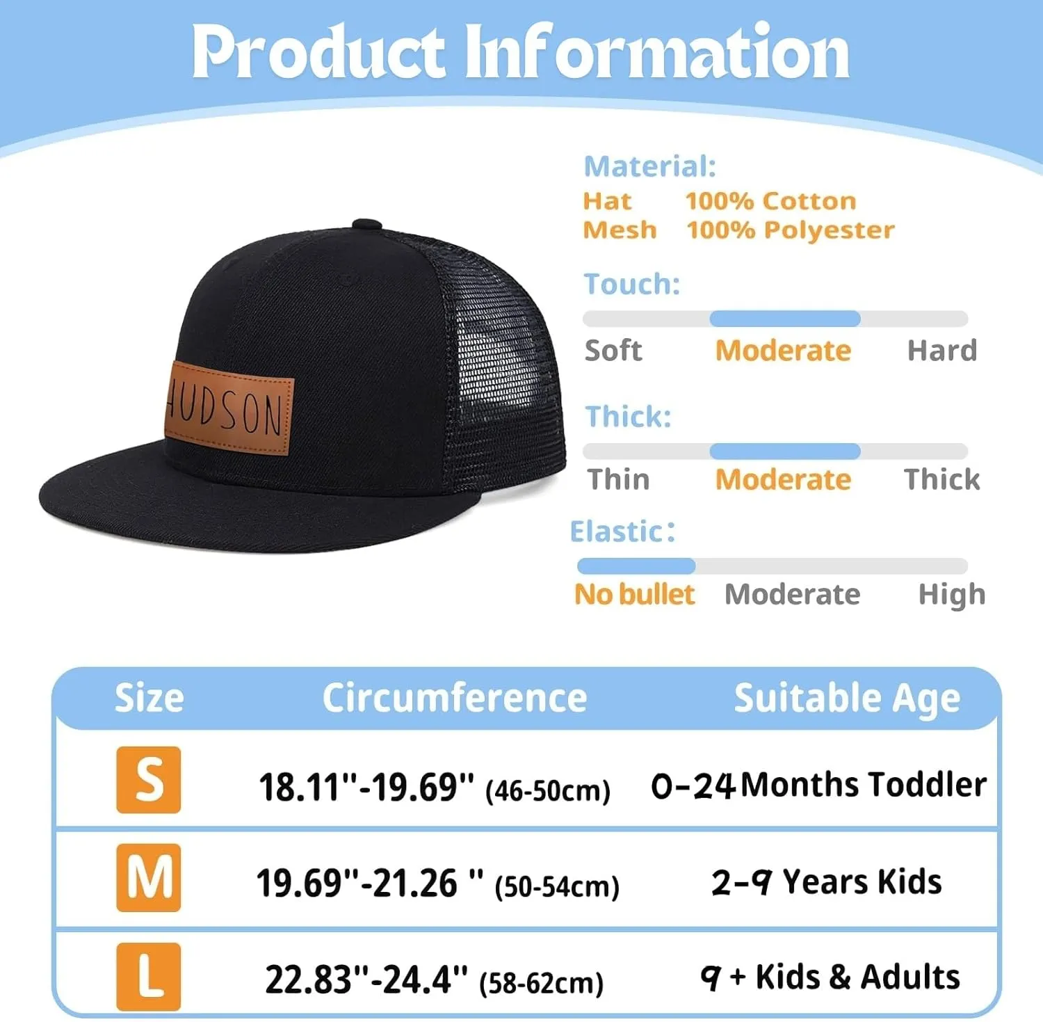 Personalized Baby Baseball Cap, Custom Toddler Baseball Hat Adjustable Snapback for Boys Girls Infant Baseball Cap