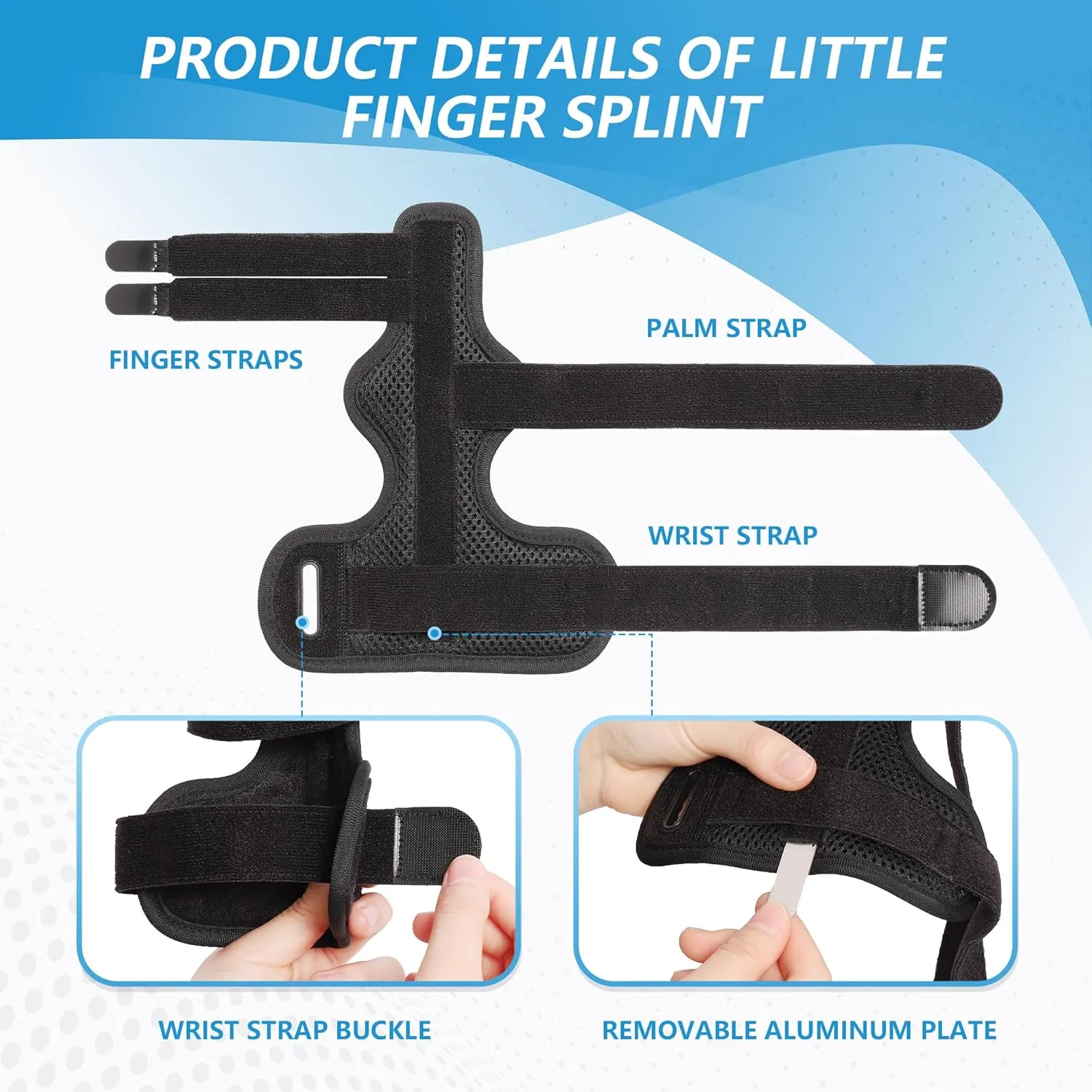 Pinky Finger Splint, Finger Splint for Pinky, Broken Finger, Trigger Finger, Metacarpal Splint Hand Brace, Little Finger Brace for Tendonnitis, Pain Relief, Fits for Left & Right Hand(M)