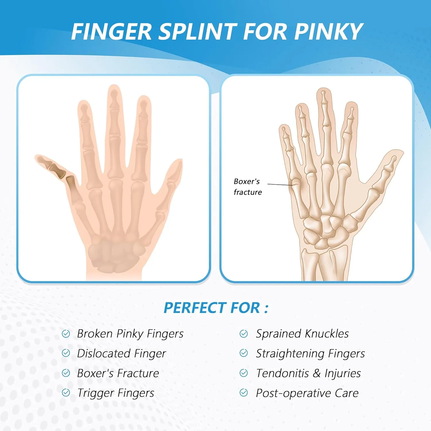 Pinky Finger Splint, Finger Splint for Pinky, Broken Finger, Trigger Finger, Metacarpal Splint Hand Brace, Little Finger Brace for Tendonnitis, Pain Relief, Fits for Left & Right Hand(M)