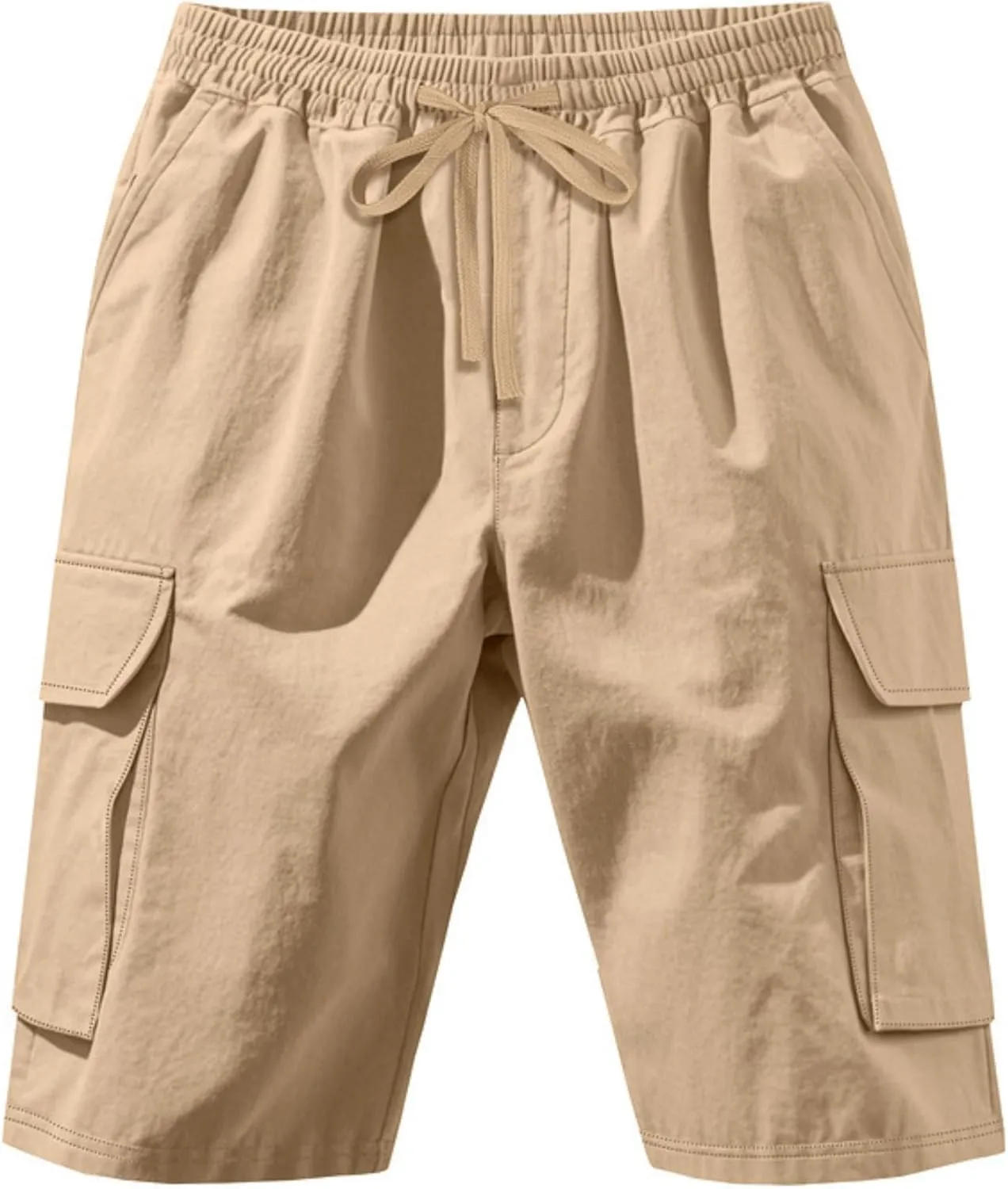 PORCLAY Cargo Shorts for Men Trendy Drawstring Elastic Waist Casual Shorts with Multi Pockets Workout Sport Outdoor