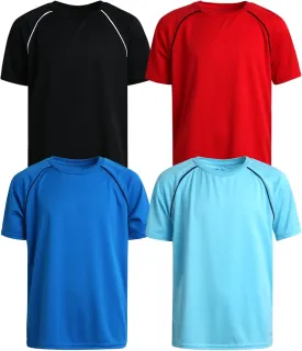 Pro Athlete Boys Athletic Shirts - 4 Pack Boys Dry Fit Shirt Lightweight Performance Tees Kids Dri Fit Shirts (Sizes 5-16)