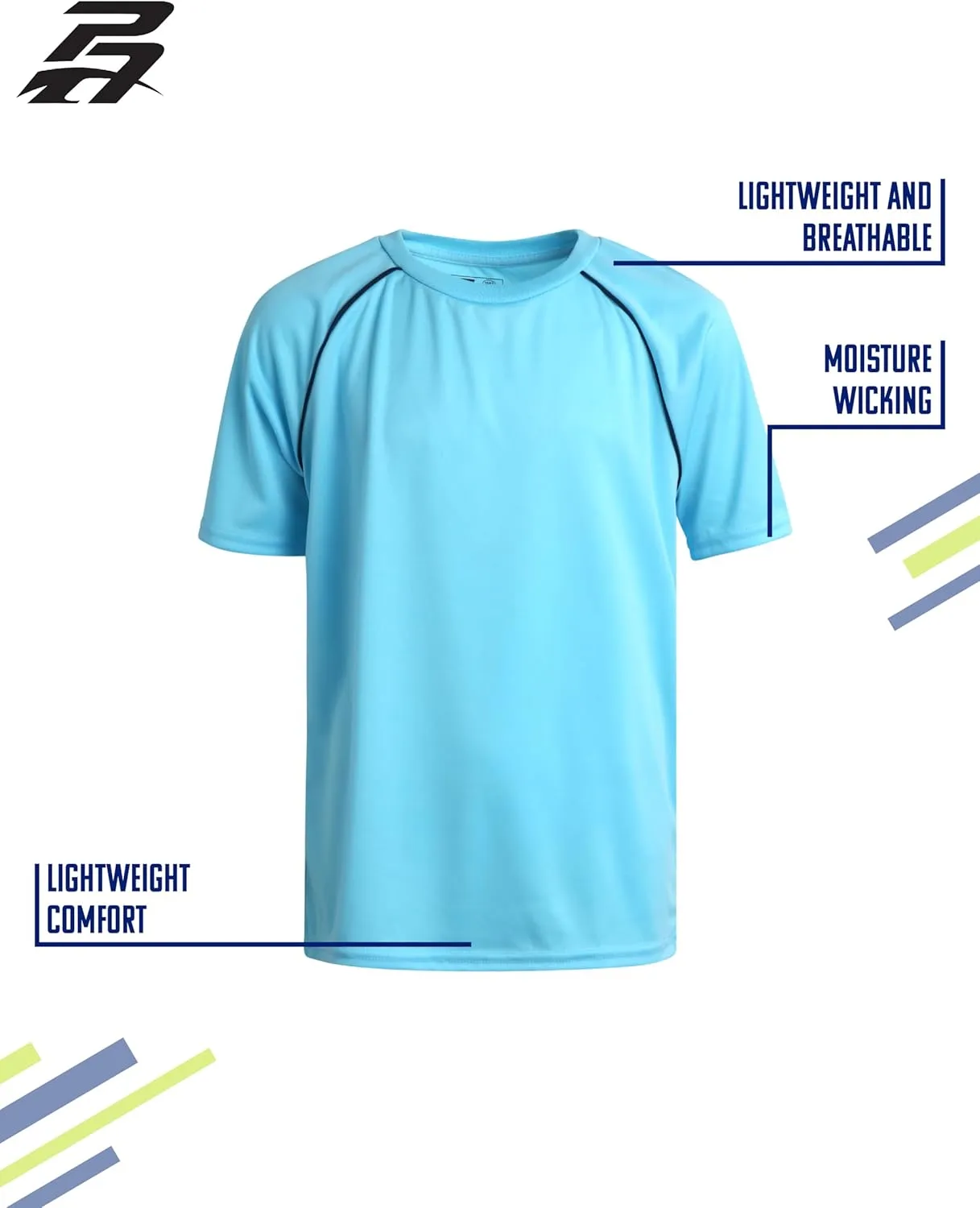 Pro Athlete Boys Athletic Shirts - 4 Pack Boys Dry Fit Shirt Lightweight Performance Tees Kids Dri Fit Shirts (Sizes 5-16)