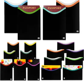 RFID Blocking Credit Card & Passport Sleeves (7 Short Side & 7 Long Side Credit Card & 4 Passport Protectors)  RFID Blocking Identity Theft Protection  Ideal for Travel and Everyday Use