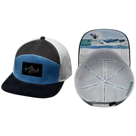 Surf Hat | Flat Bill | Corduroy - Charcoal Gray - Light Blue - White