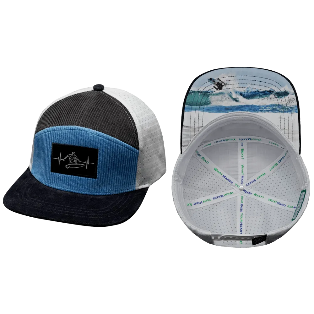 Surf Hat | Flat Bill | Corduroy - Charcoal Gray - Light Blue - White