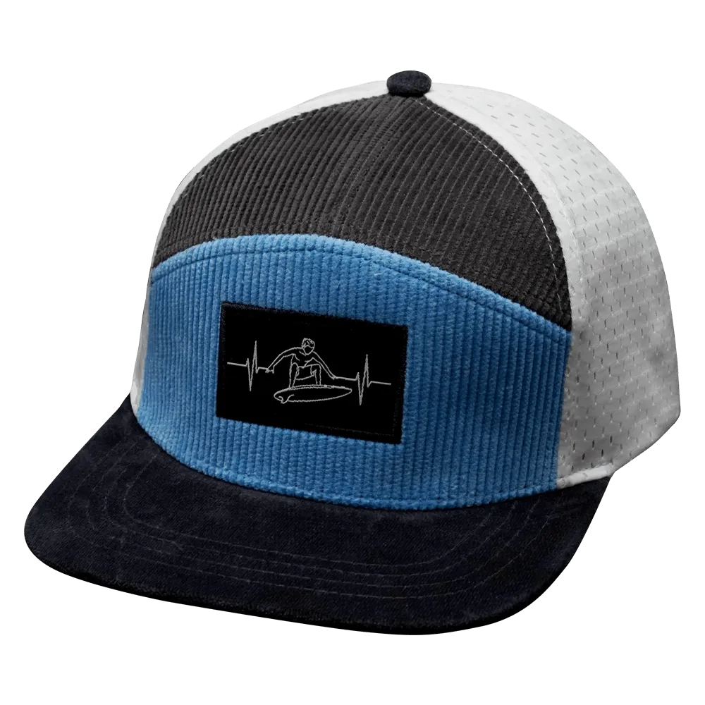 Surf Hat | Flat Bill | Corduroy - Charcoal Gray - Light Blue - White