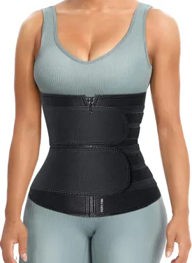 Sweat Waist Trainer for Women Two Belts, Neoprene Workout Corset Waist Trainer Cincher Trimmer Shaper Zipper