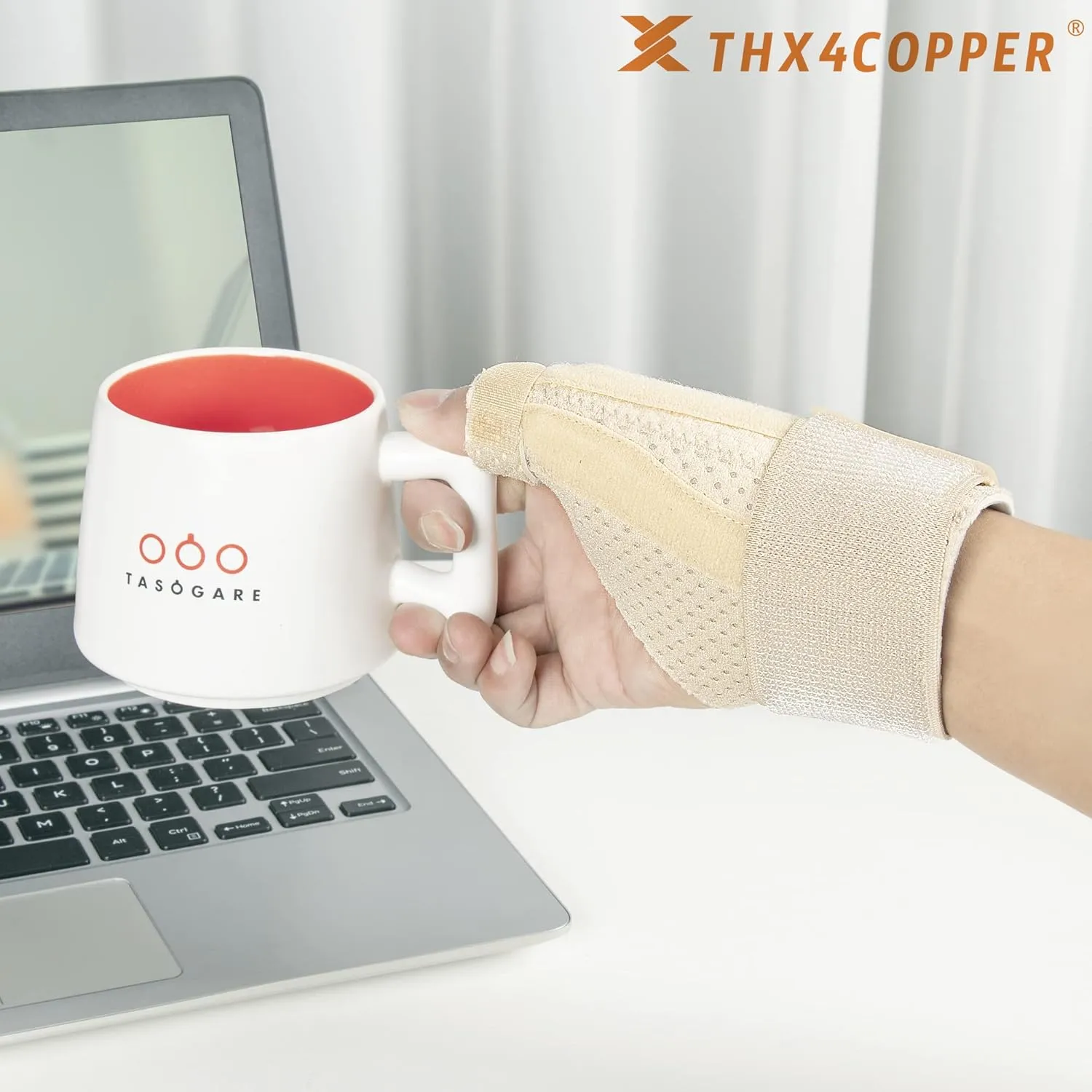 THX4COPPER Thumb & Wrist Stabilizer Splint for Blackberry Thumb,Thumb Pain Relief for Arthritis,Sprained,Tendonitis,Carpal Tunnel,Breathable&Stable,L-XL(Beige)
