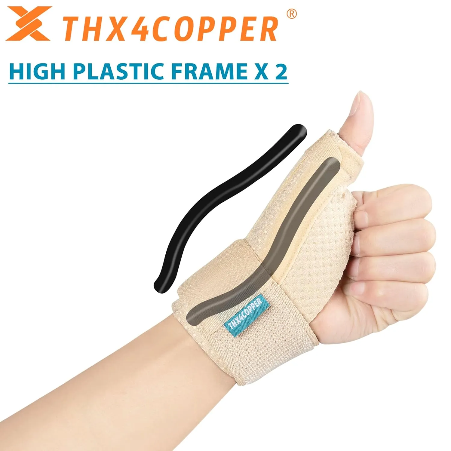 THX4COPPER Thumb & Wrist Stabilizer Splint for Blackberry Thumb,Thumb Pain Relief for Arthritis,Sprained,Tendonitis,Carpal Tunnel,Breathable&Stable,L-XL(Beige)
