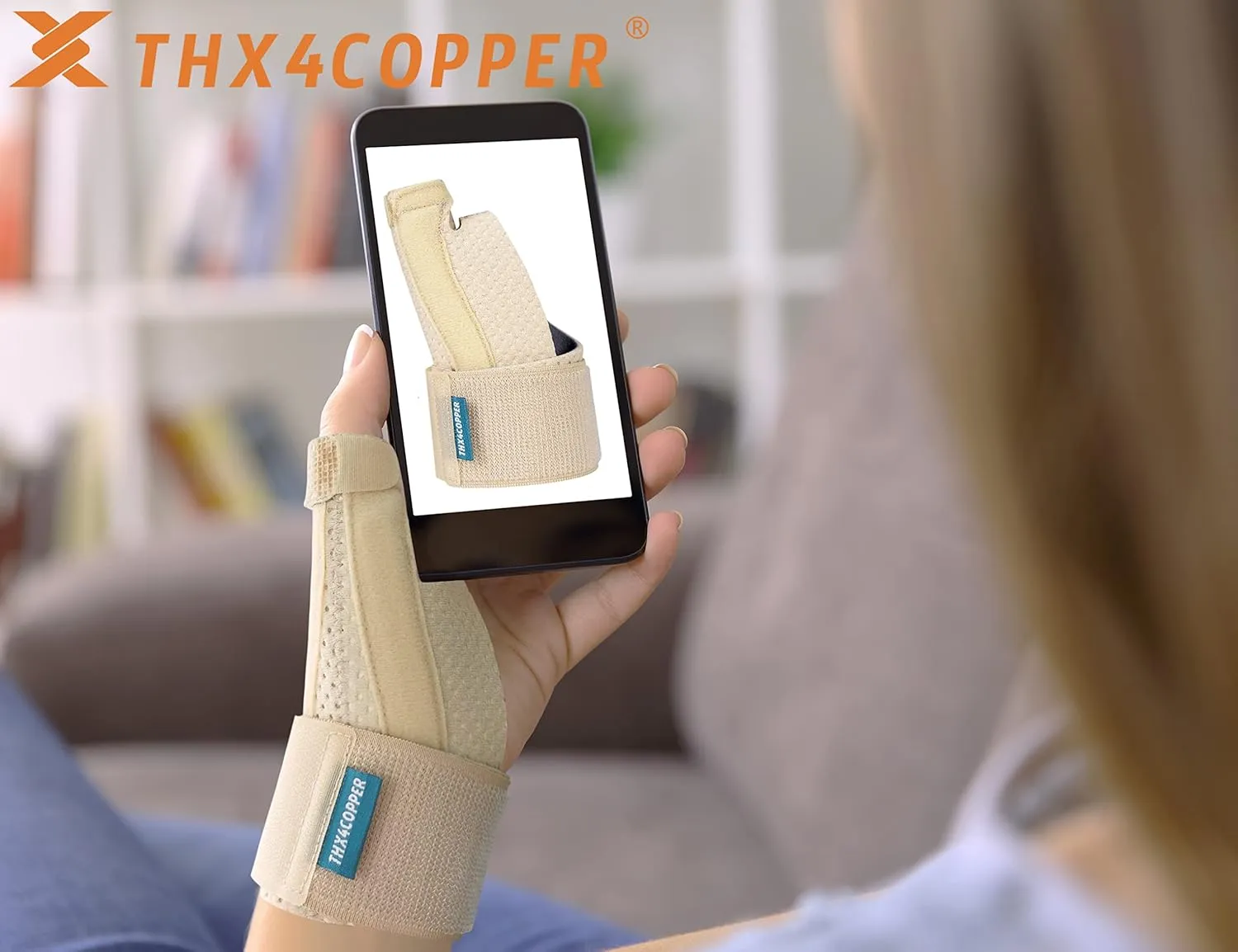 THX4COPPER Thumb & Wrist Stabilizer Splint for Blackberry Thumb,Thumb Pain Relief for Arthritis,Sprained,Tendonitis,Carpal Tunnel,Breathable&Stable,L-XL(Beige)