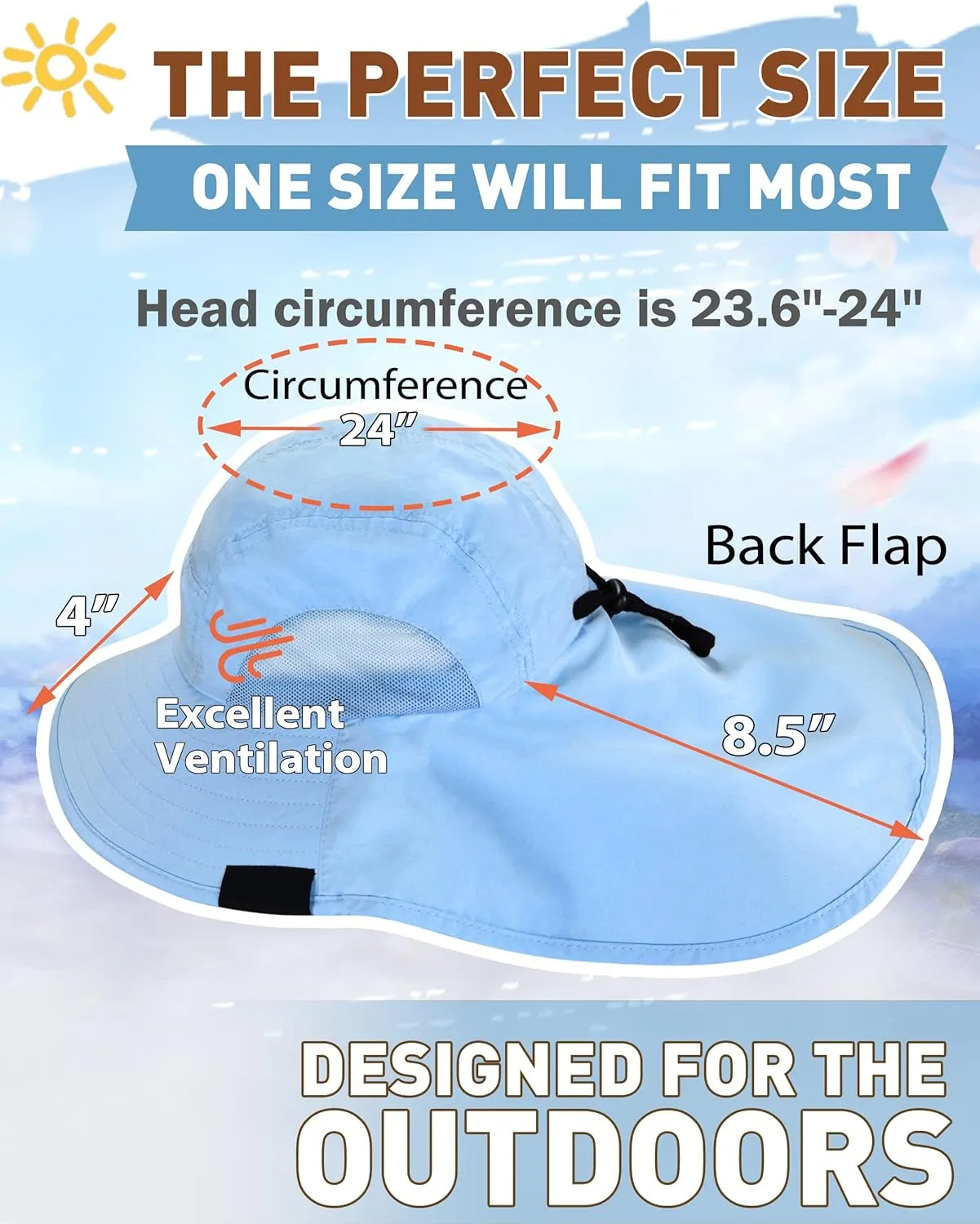 Tirrinia Womens Hiking Hat Wide Brim Hat with Large Neck Flap UPF 50  Sun Protection Hats
