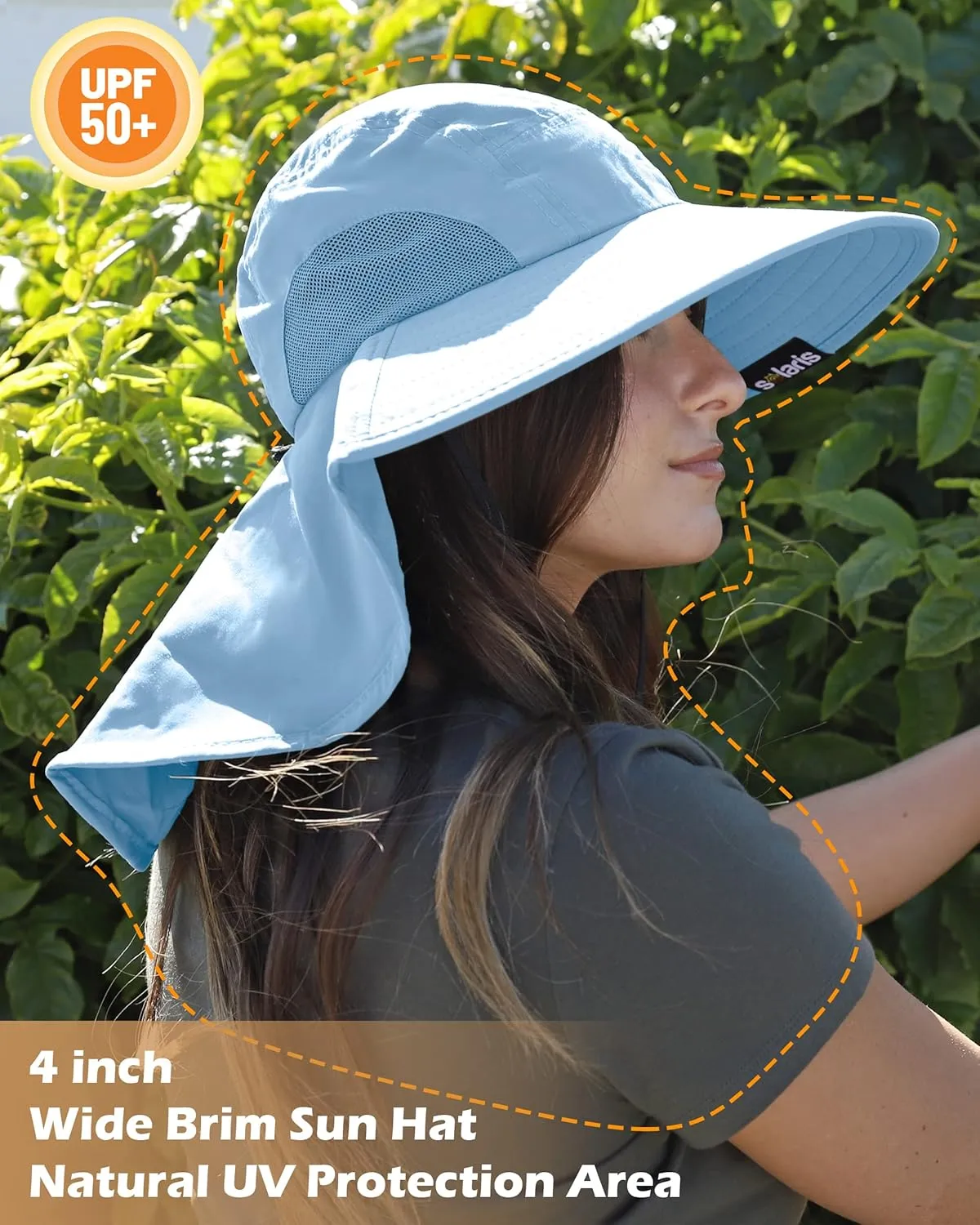 Tirrinia Womens Hiking Hat Wide Brim Hat with Large Neck Flap UPF 50  Sun Protection Hats