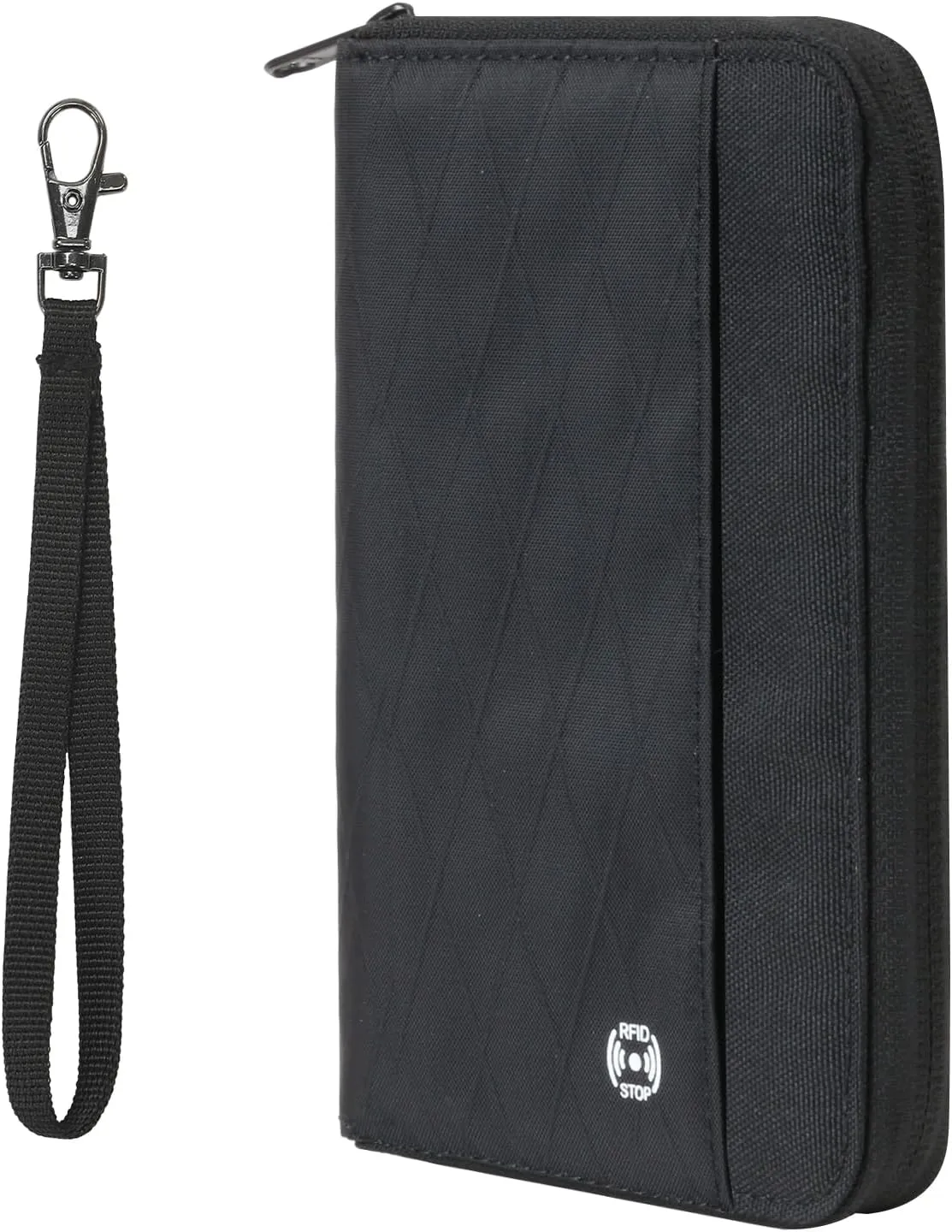 Travel Passport Wallet - RFID Blocking Passport Holder Travel Document Organizer with Wrist Strap Lightweight Single Card Pouch Portable Credit Card Case for Women & Men (Black)
