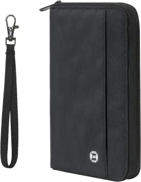 Travel Passport Wallet - RFID Blocking Passport Holder Travel Document Organizer with Wrist Strap Lightweight Single Card Pouch Portable Credit Card Case for Women & Men (Black)