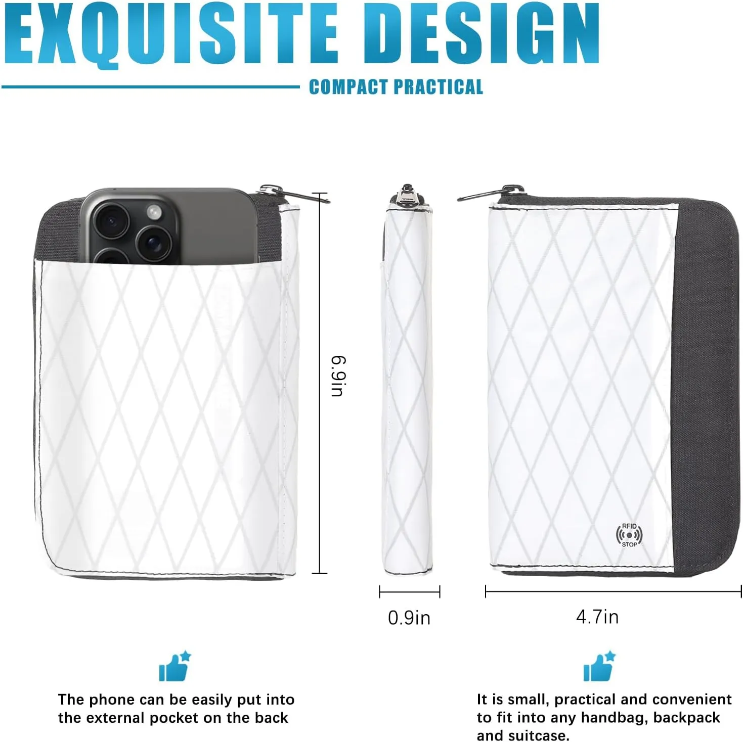 Travel Passport Wallet - RFID Blocking Passport Holder Travel Document Organizer with Wrist Strap Lightweight Single Card Pouch Portable Credit Card Case for Women & Men (White)