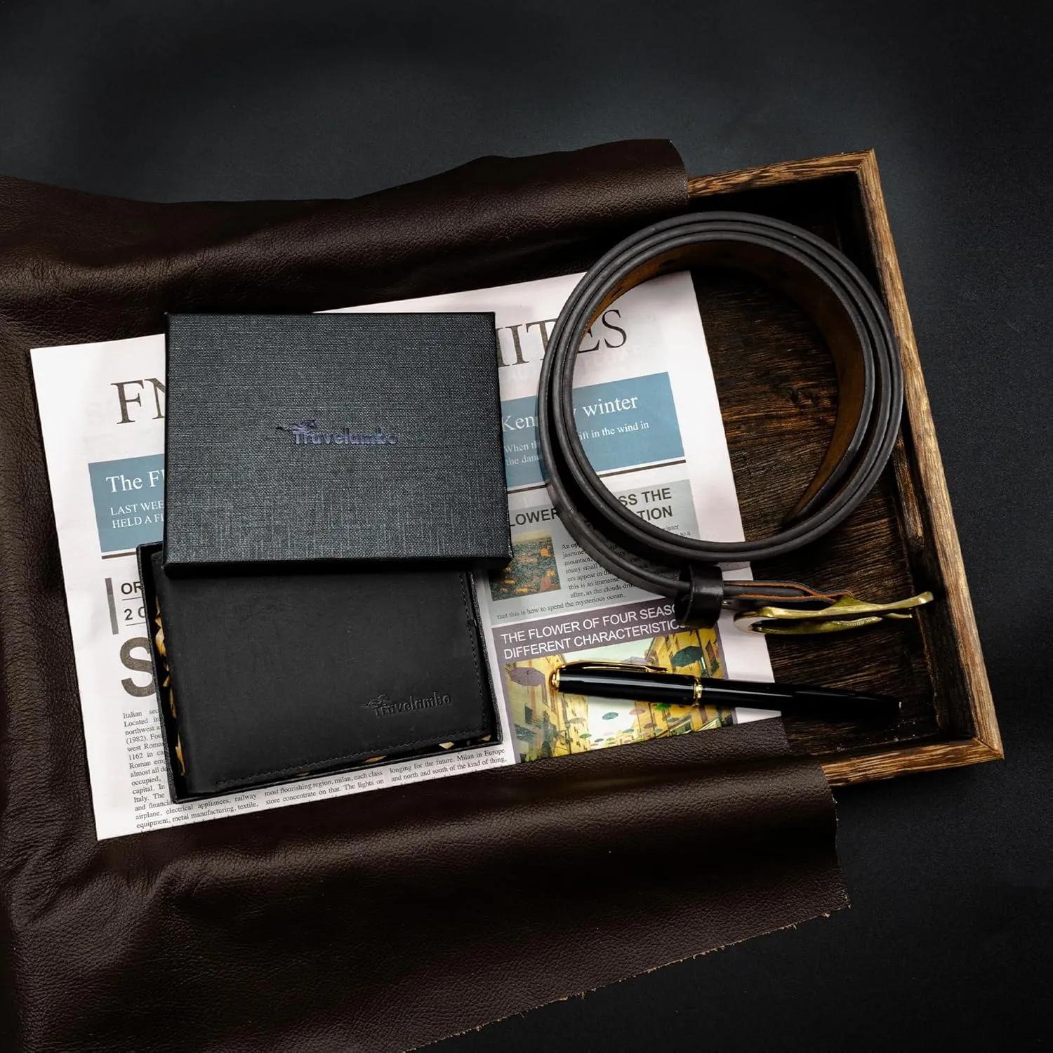 Travelambo 100% Genuine Leather Wallet for Men with Gift Box - Handmade Bifold Stylish - Rfid Wallet for Men with 2 ID Windows