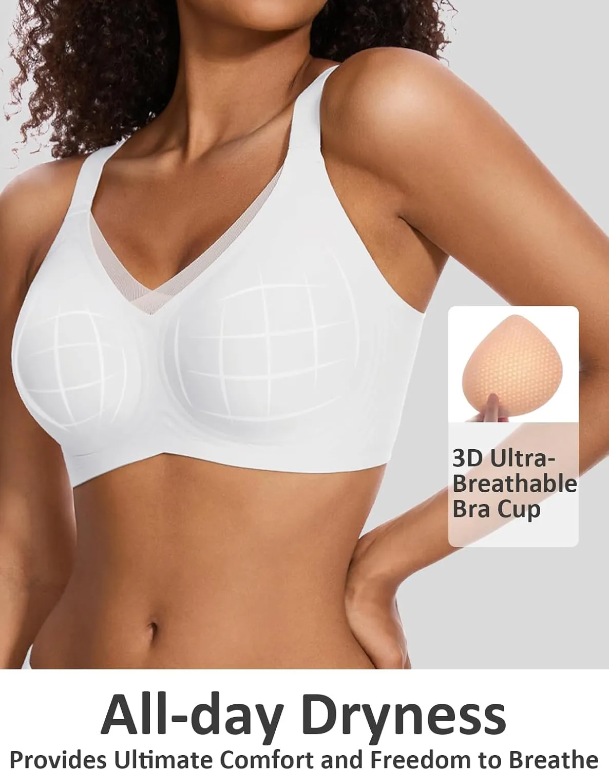 Vinfact Womens V Lace Wireless Seamless Bras No Underwire Comfort Push Up Bras Supportive Full Coverage Bralettes T Shirt Bra