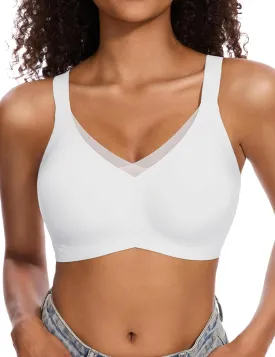 Vinfact Womens V Lace Wireless Seamless Bras No Underwire Comfort Push Up Bras Supportive Full Coverage Bralettes T Shirt Bra