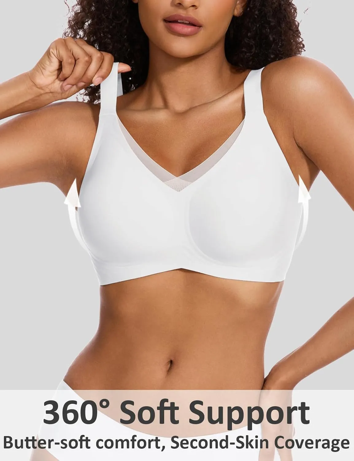 Vinfact Womens V Lace Wireless Seamless Bras No Underwire Comfort Push Up Bras Supportive Full Coverage Bralettes T Shirt Bra