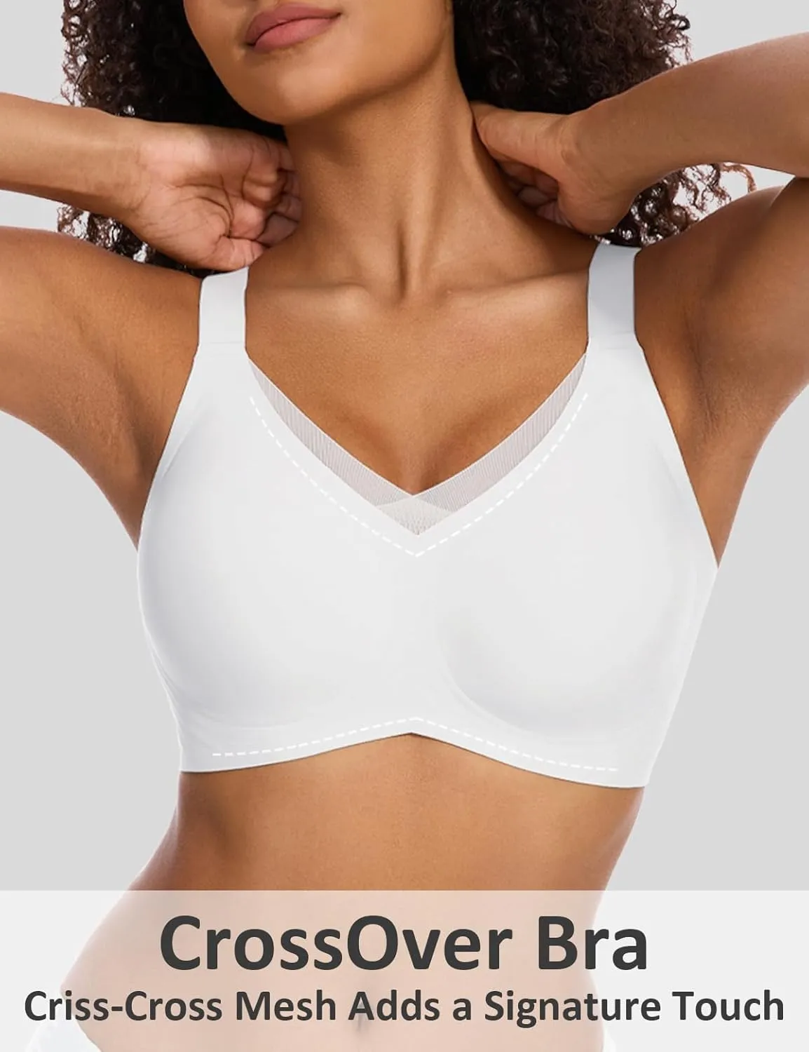 Vinfact Womens V Lace Wireless Seamless Bras No Underwire Comfort Push Up Bras Supportive Full Coverage Bralettes T Shirt Bra