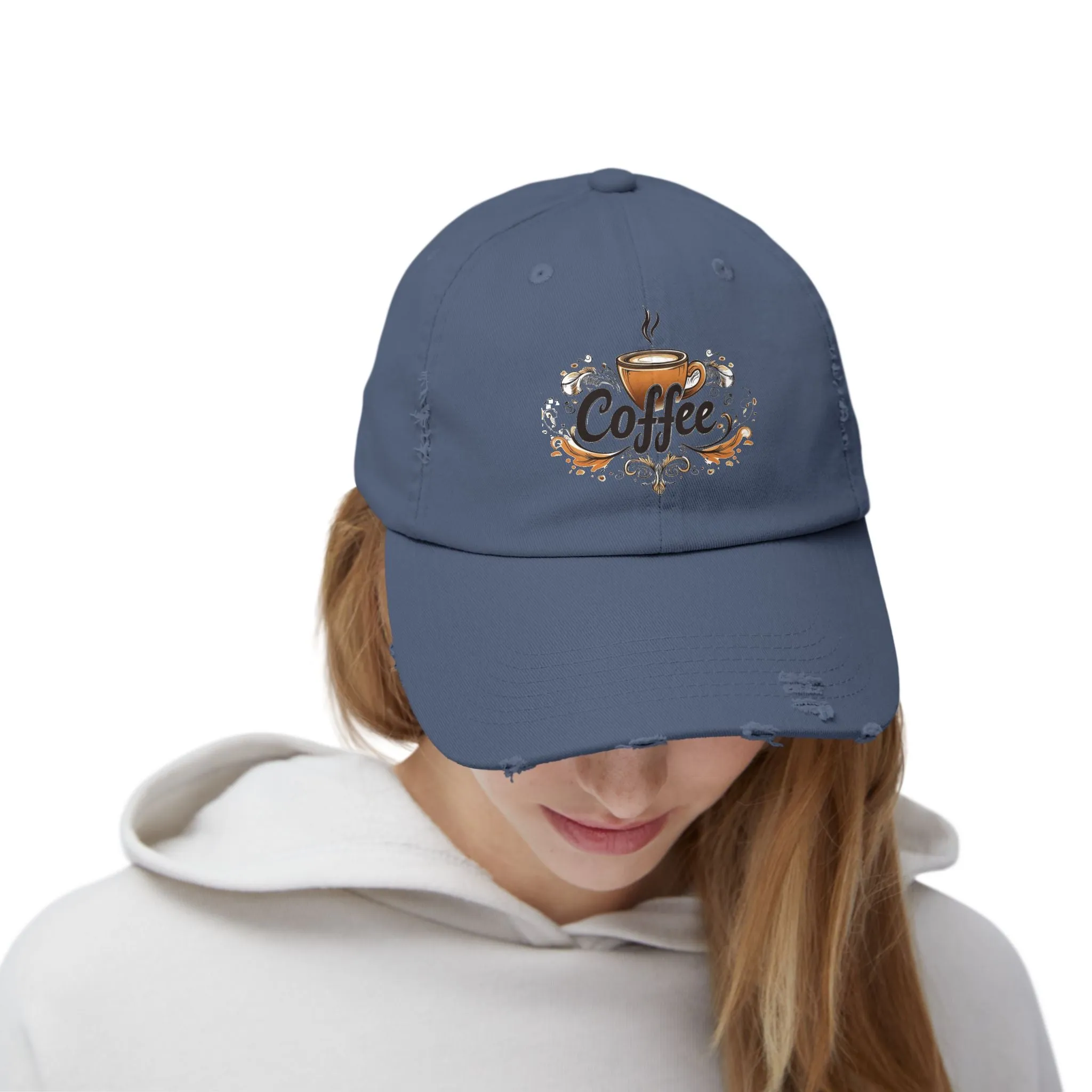 Vintage Style Hat 2 for Coffee Lovers - Unisex Distressed Coffee Cap - USA
